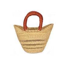 Load image into Gallery viewer, Shopper Basket Natural open weave - Leather handle