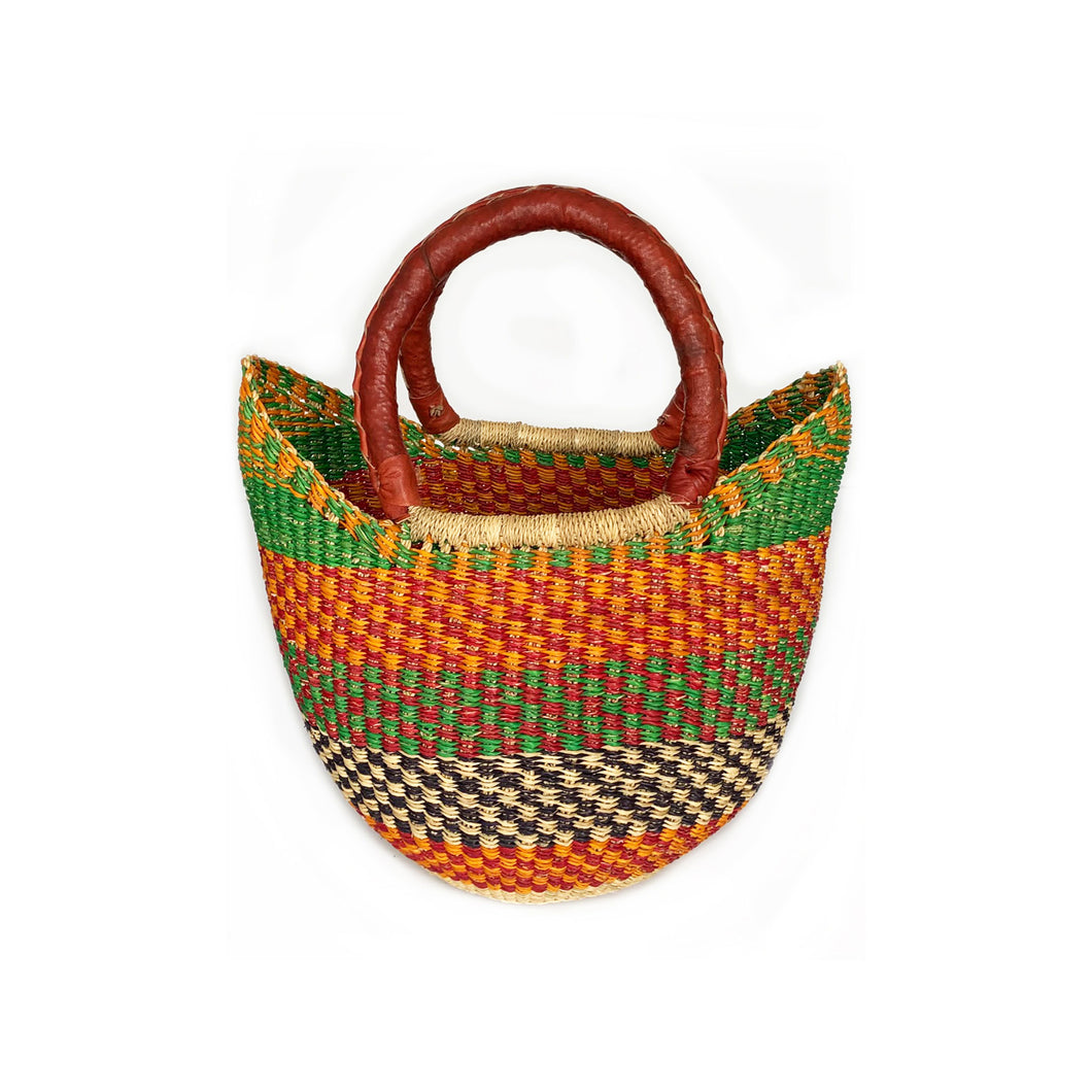 Shopper Basket Tangerine - Leather handle