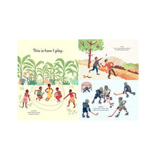 Load image into Gallery viewer, inside page of children playing in This Is How We Do It book by Matt Lamothe