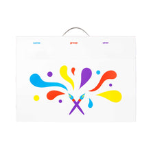 Load image into Gallery viewer, my artworx a2 size art portfolio to store children&#39;s artwork with brushstrokes design on front

