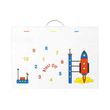 Load image into Gallery viewer, my artworx a2 size art portfolio to store children&#39;s artwork with rocket blast off design
