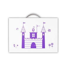 Load image into Gallery viewer, my artworx a3 size art portfolio to store children&#39;s artwork with purple princess castle design
