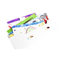 Load image into Gallery viewer, a2 size art portfolio with children&#39;s artwork stored inside
