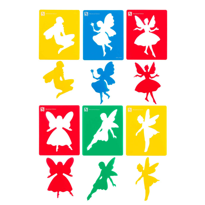 set of six positive and negative stencils in fairy shapes
