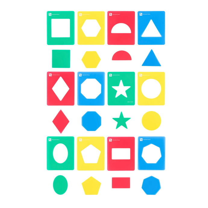 set of 12 positive and negative stencils in geometric shapes
