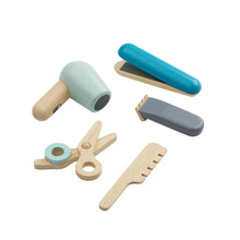 Load image into Gallery viewer,  toy hairdresser play set tools including hairdryer, hair straightener, clippers, scissors and comb

