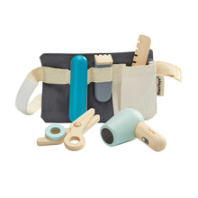 Load image into Gallery viewer, Plan Toys pretend play wooden toy hairdresser play set with carry belt
