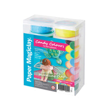 Load image into Gallery viewer, 12 tubs of different coloured Paper Magiclay in packaging
