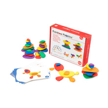 Load image into Gallery viewer, EDX Education stack of coloured Rainbow Pebbles with activity cards and packaging
