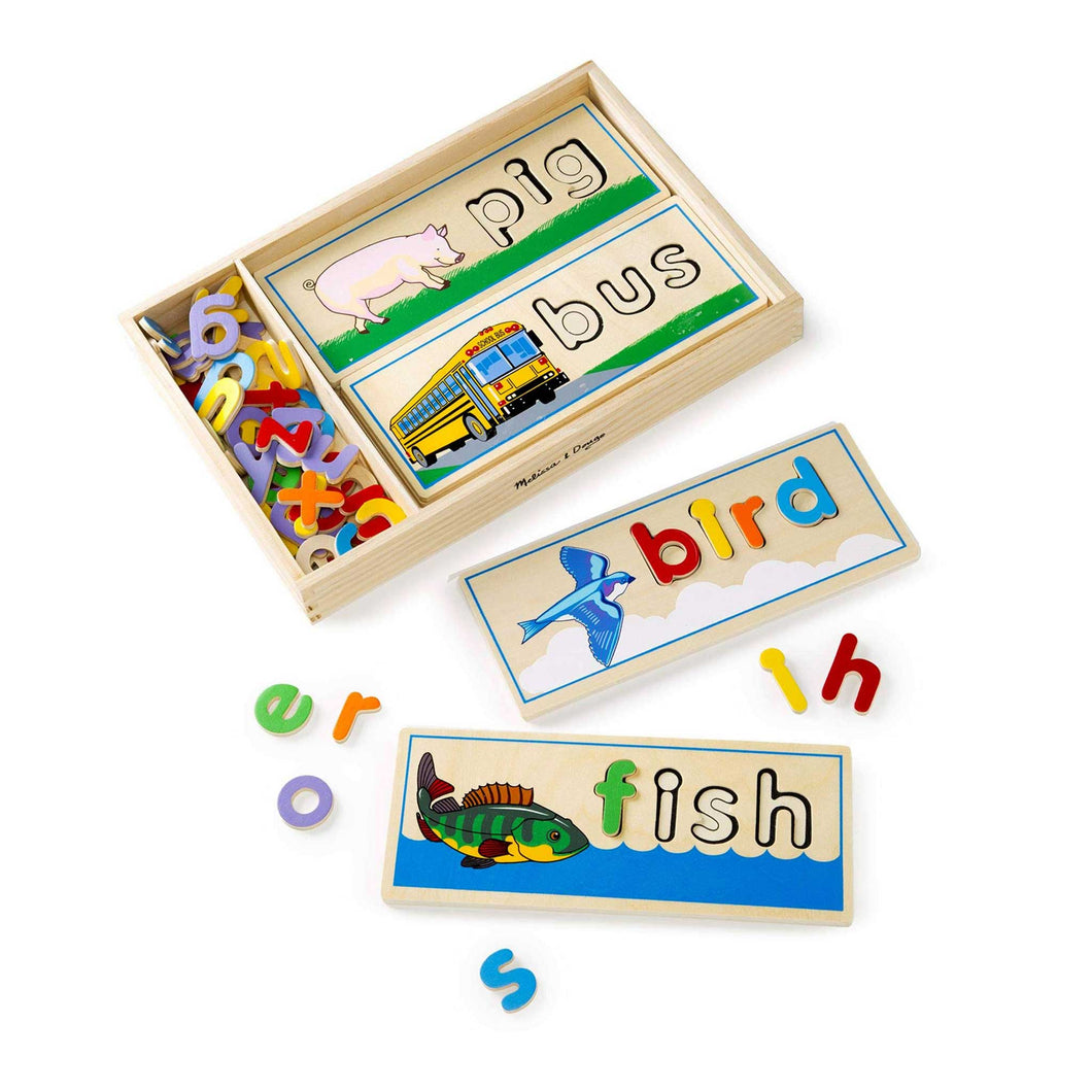 Melissa & Doug See and Spell wooden puzzle set with alphabet letters