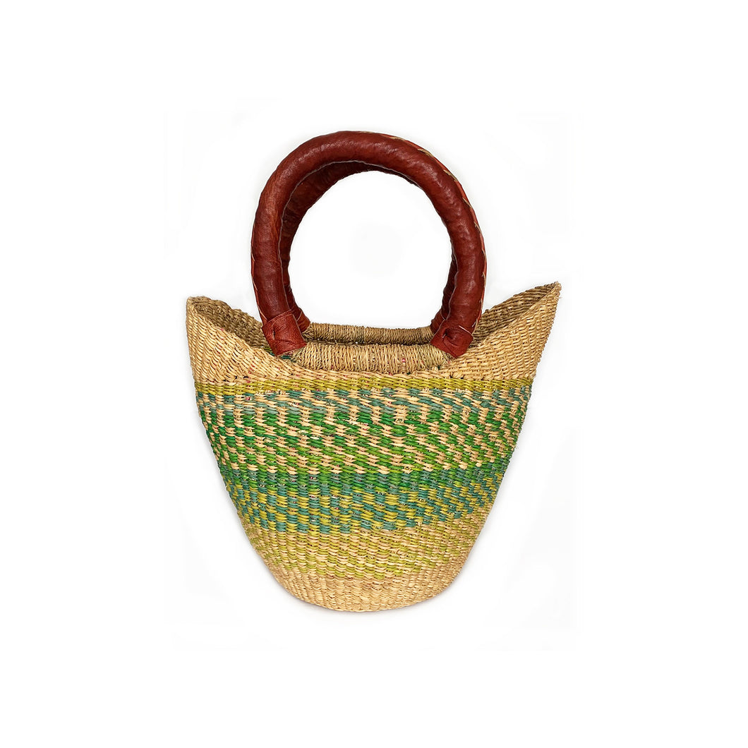 Shopper Basket Lime - Leather handle