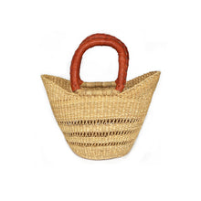 Load image into Gallery viewer, Shopper Basket Natural open weave - Leather handle
