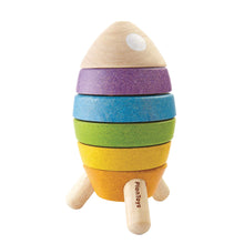 Load image into Gallery viewer, plan toys coloured wooden stacking rocket

