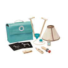 Load image into Gallery viewer, Plan Toys Vet Set with green carry bag
