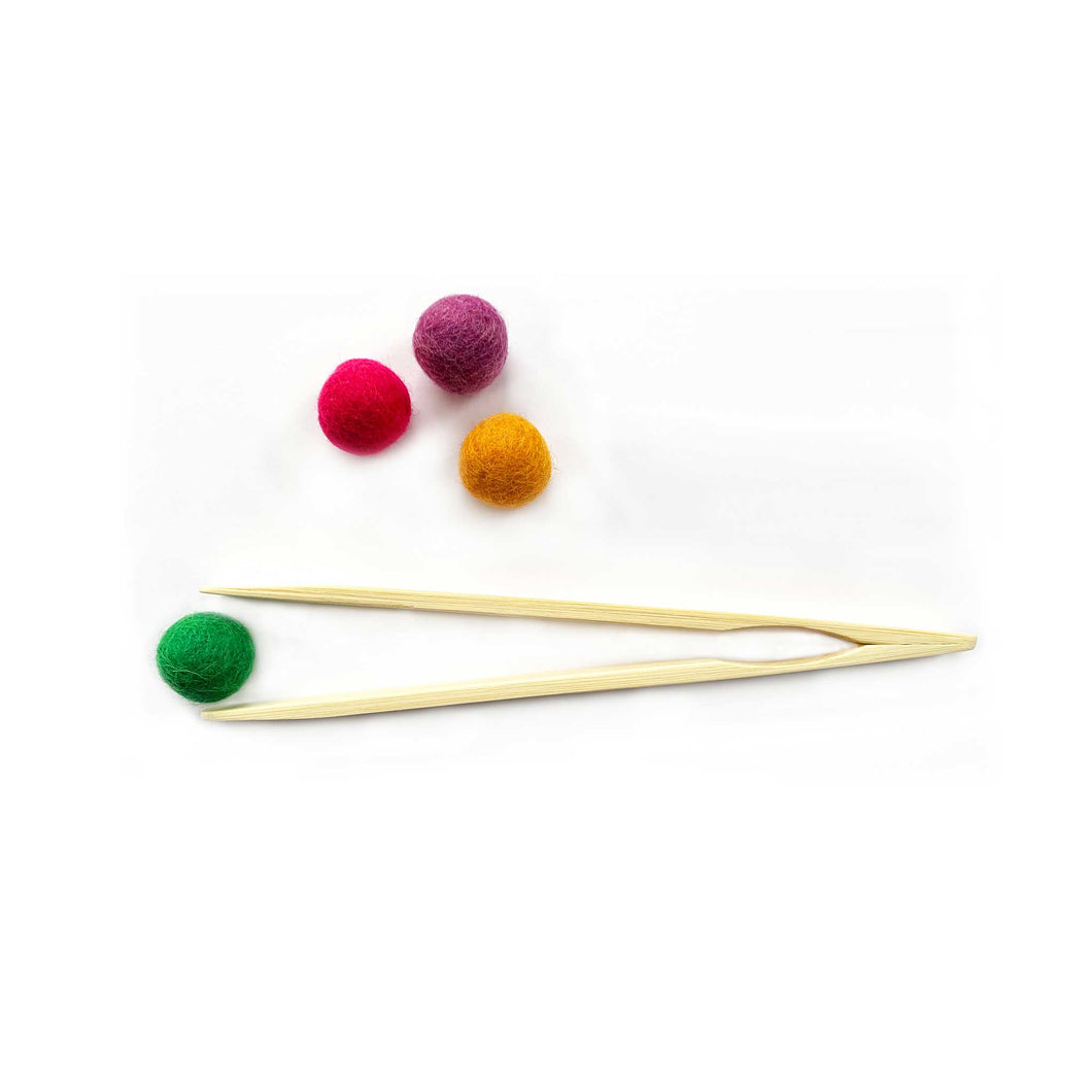 Wooden Tongs with felt balls